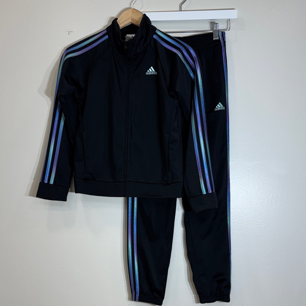 adidas Kids Black Set with Colorful Stripes